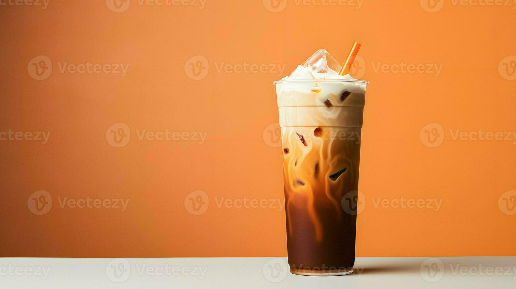 Pumpkin spice latte, iced coffee background photo, Generative AI photo