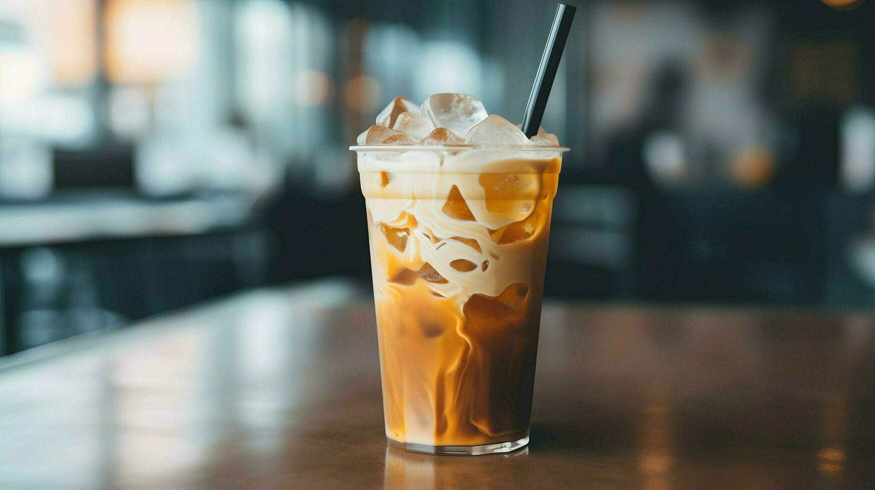 Pumpkin spice latte, iced coffee background photo, Generative AI photo