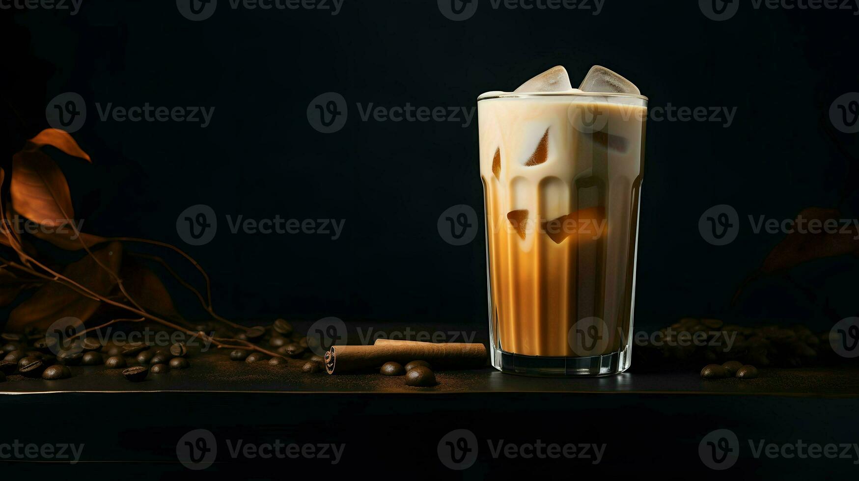 Pumpkin spice latte, iced coffee background photo, Generative AI photo