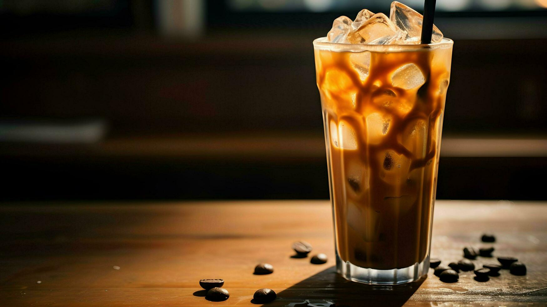 Pumpkin spice latte, iced coffee background photo, Generative AI photo