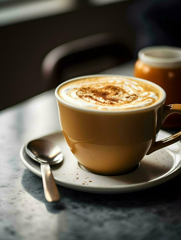 Pumpkin spice latte, iced coffee background photo, Generative AI photo