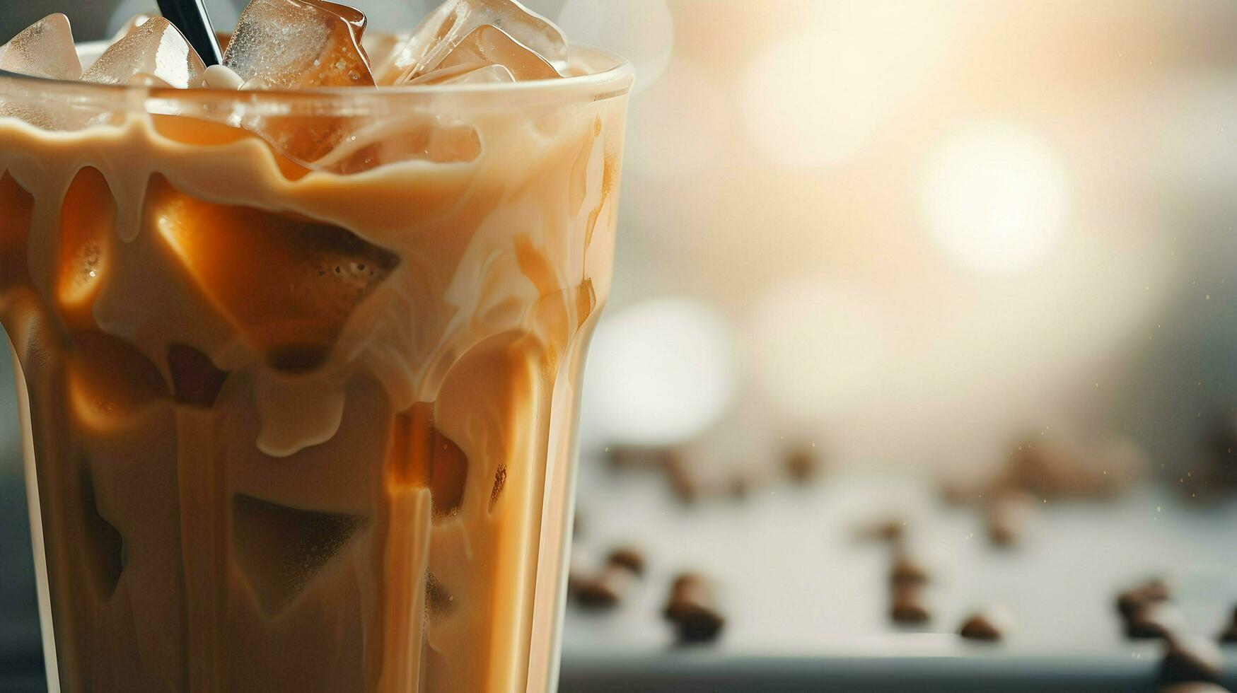 Pumpkin spice latte, iced coffee background photo, Generative AI photo