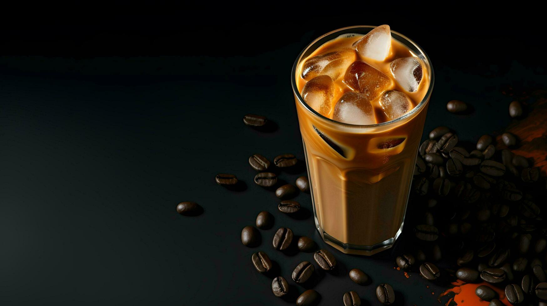 Pumpkin spice latte, iced coffee background photo, Generative AI photo