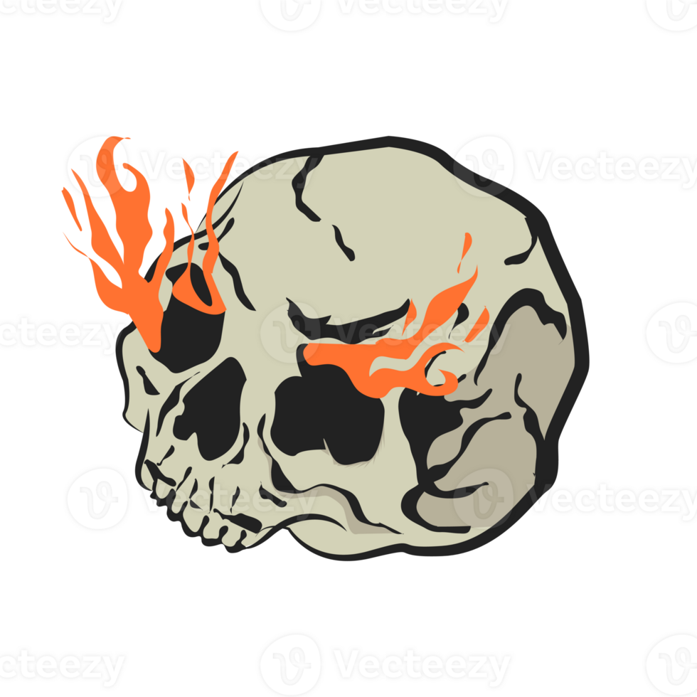 head skull with fire burn png