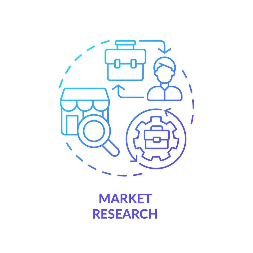 2D blue gradient icon market research concept, simple isolated vector, C2C thin line illustration. vector