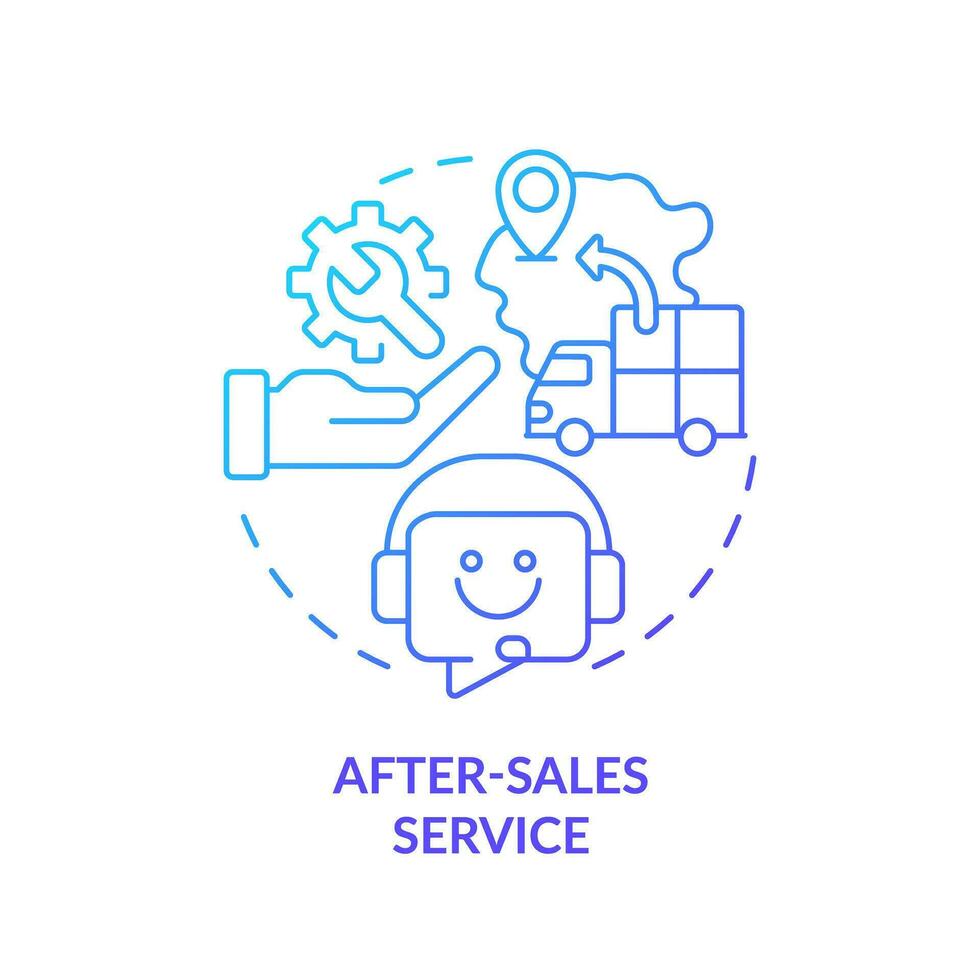 2D blue gradient icon after sales service concept, simple isolated vector, C2C thin line illustration. vector