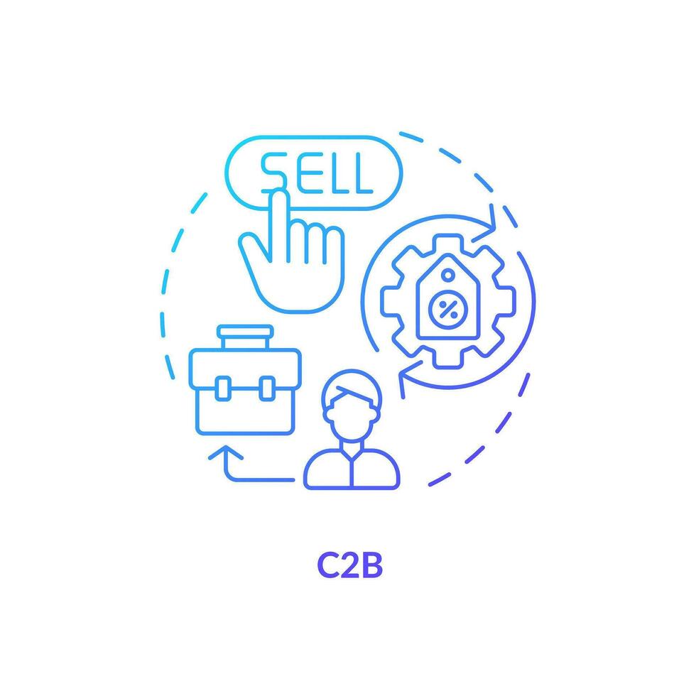 2D blue gradient icon C2B concept, simple isolated vector, C2C thin line illustration. vector