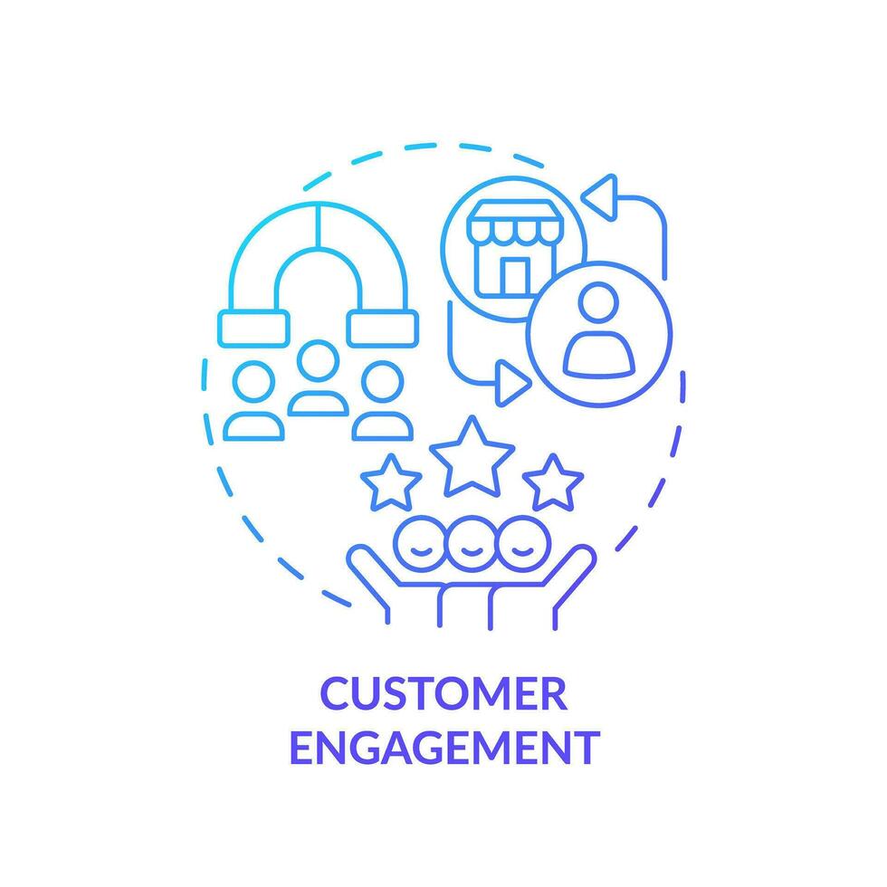 2D blue gradient icon customer engagement concept, simple isolated vector, C2C thin line illustration. vector