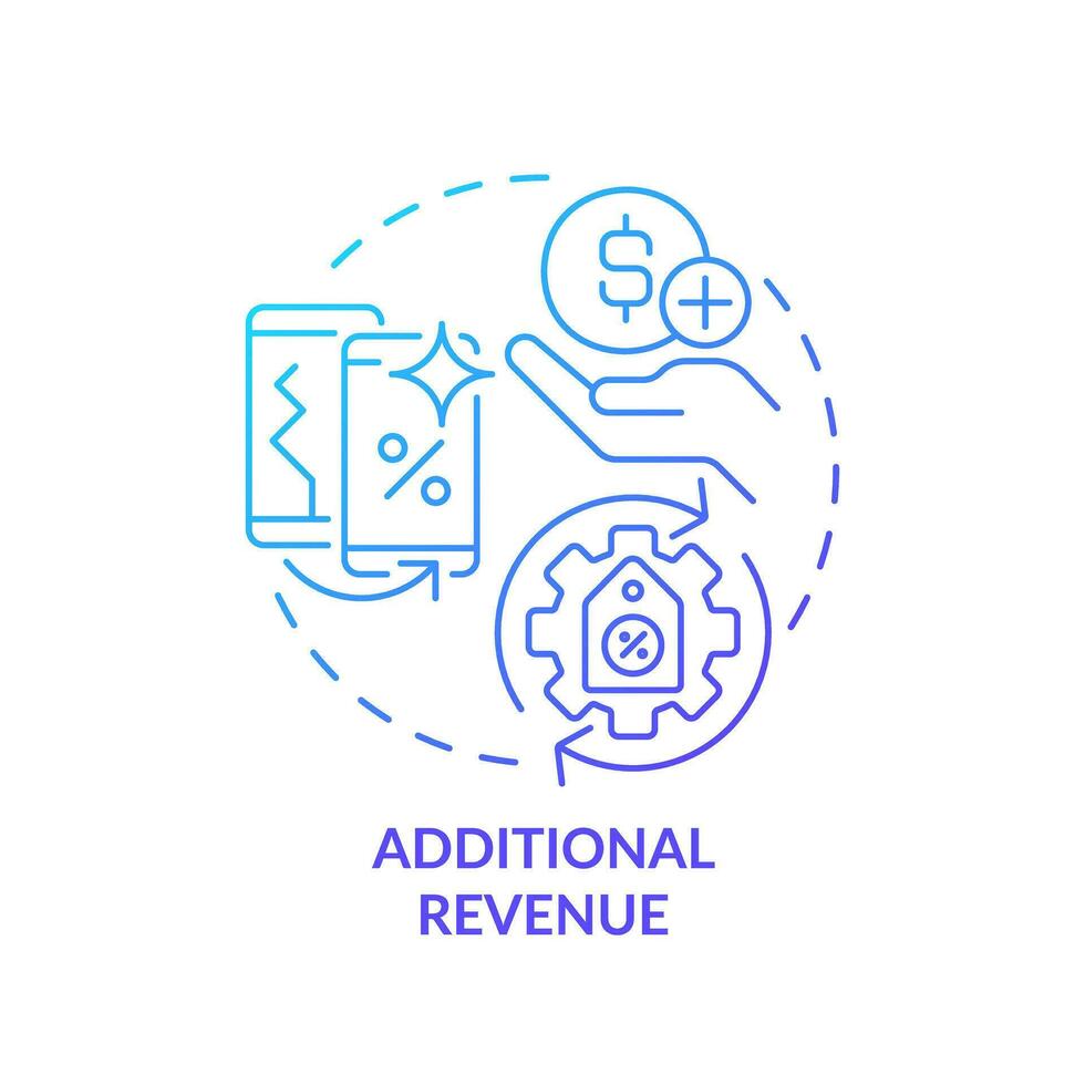 2D blue gradient icon additional revenue concept, simple isolated vector, C2C thin line illustration. vector