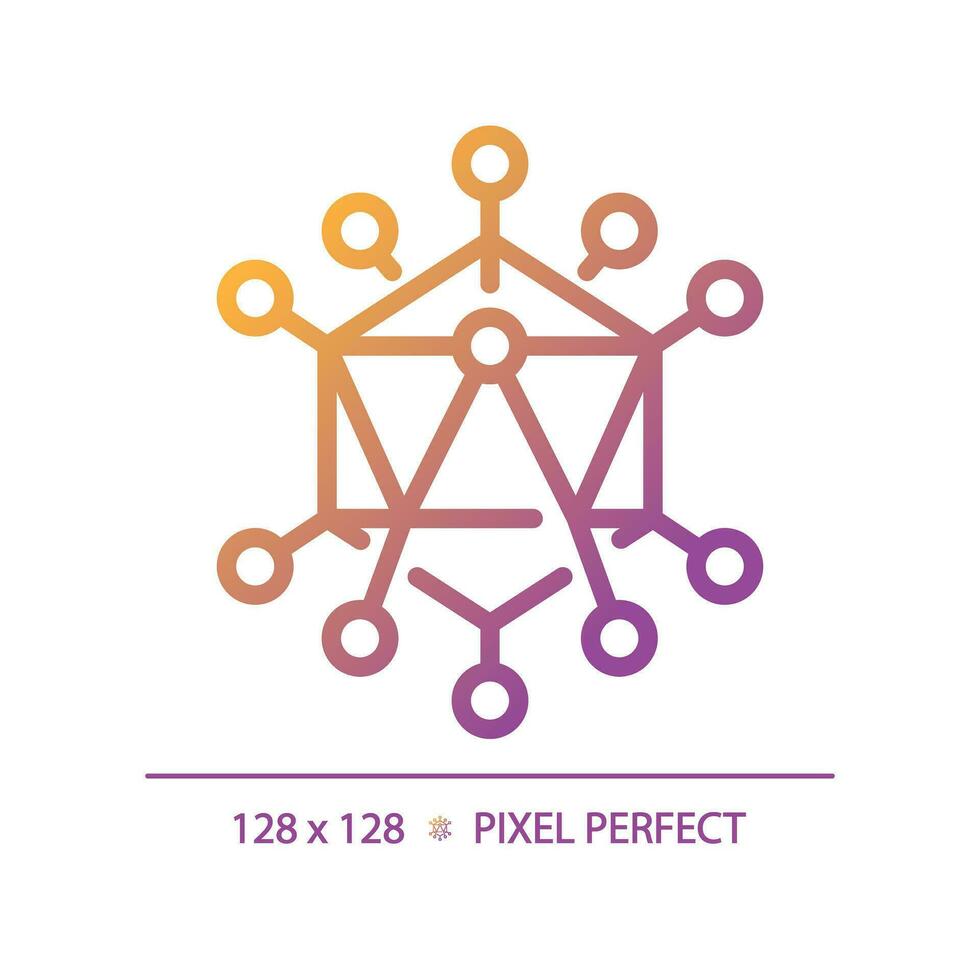 2D pixel perfect gradient adenovirus icon, isolated vector, thin line illustration representing bacteria. vector