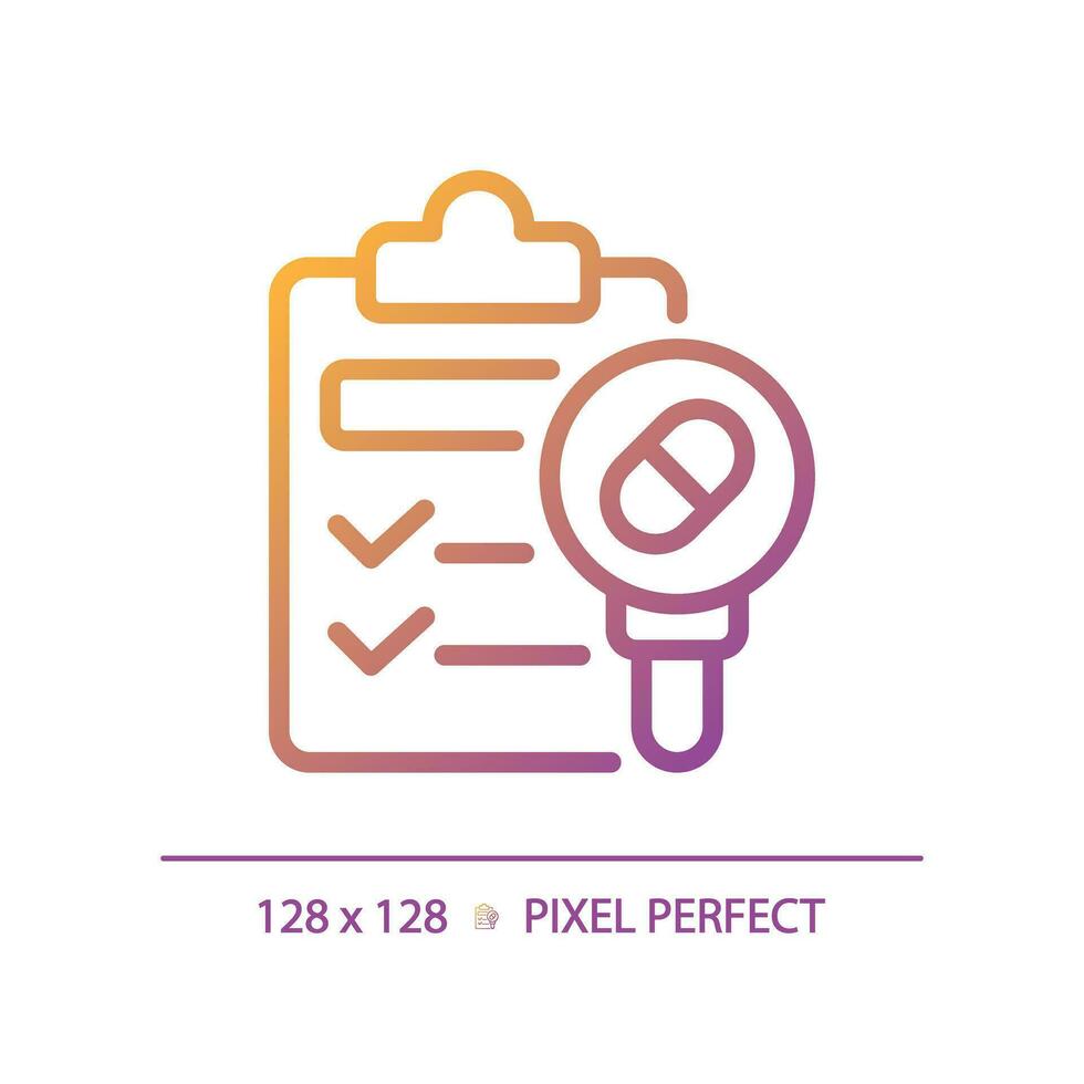 2D pixel perfect gradient medical prescription icon, isolated vector, thin line illustration representing bacteria. vector