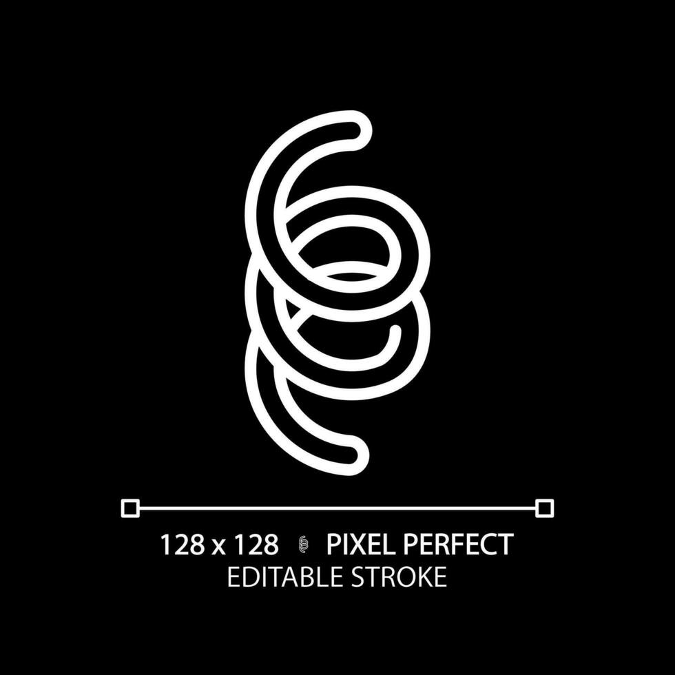 2D pixel perfect editable white spirochete icon, isolated monochromatic vector, thin line illustration representing bacteria. vector