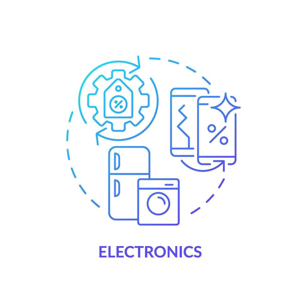 2D blue gradient icon electronics concept, simple isolated vector, C2C thin line illustration. vector