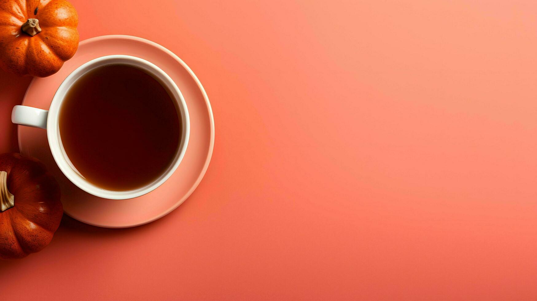 Pumpkin spice cup of tea stock photo, cozy teatime autumn drink, Generative AI photo