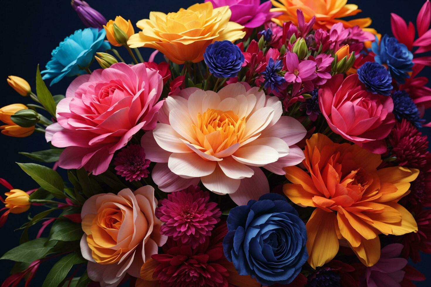 a bouquet of colorful flowers is shown in this image AI Generative photo