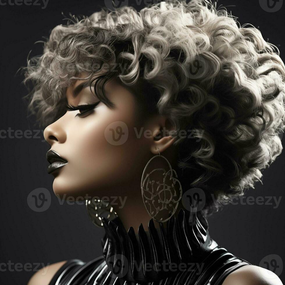 Illustration of a haircut fashion portrait, AI Generated photo