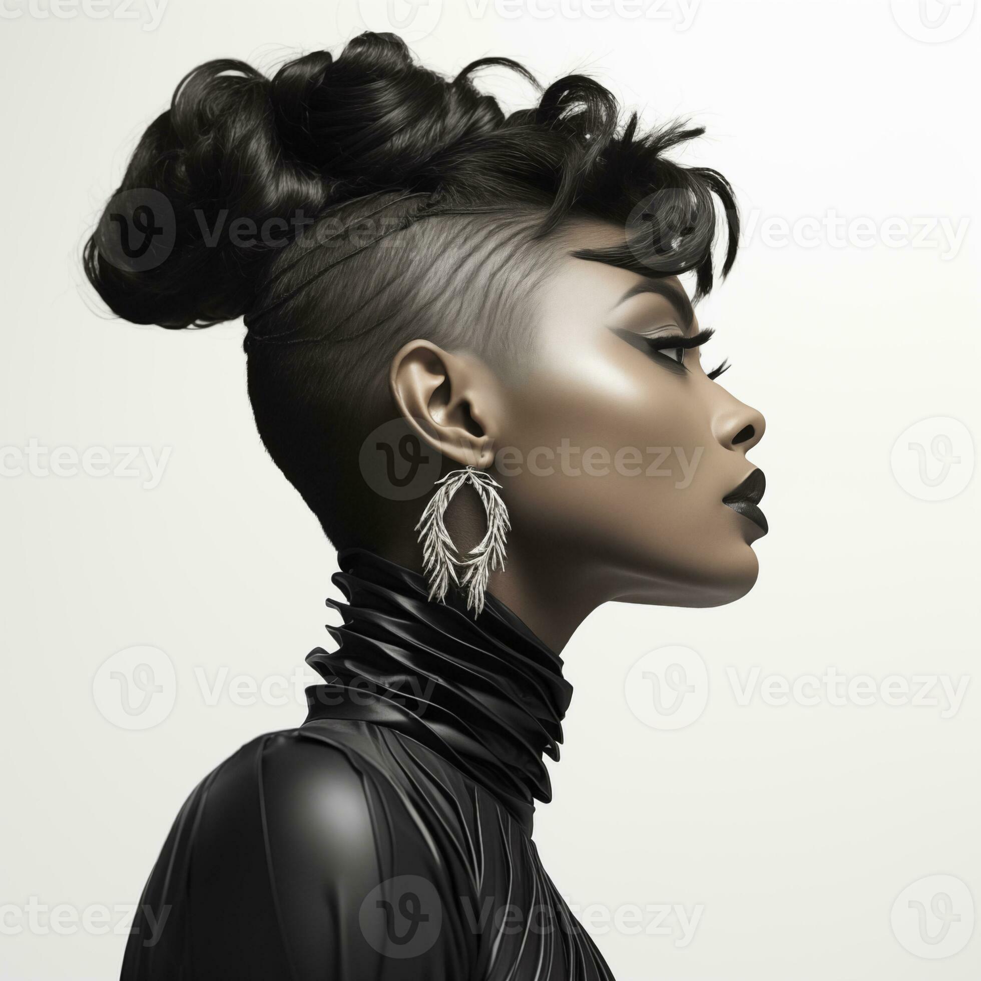 Illustration of a haircut fashion portrait, AI Generated 34223036 Stock