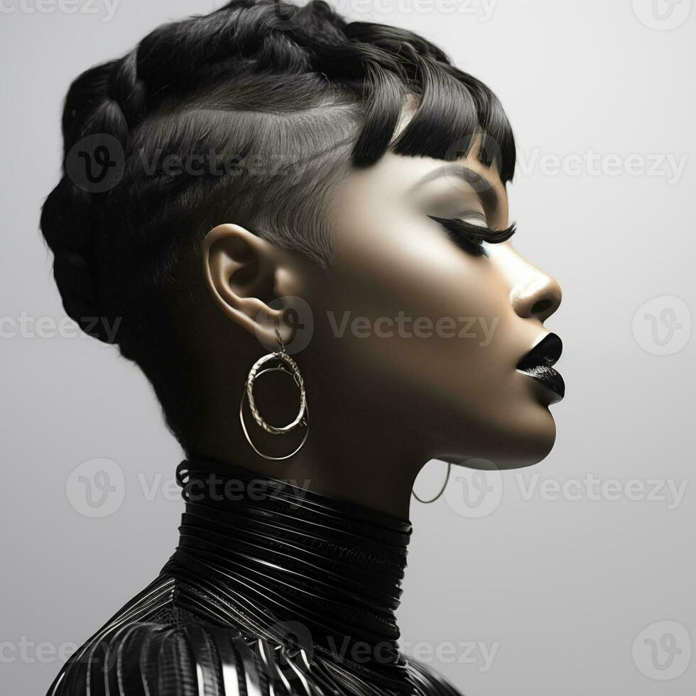 Illustration of a haircut fashion portrait, AI Generated photo