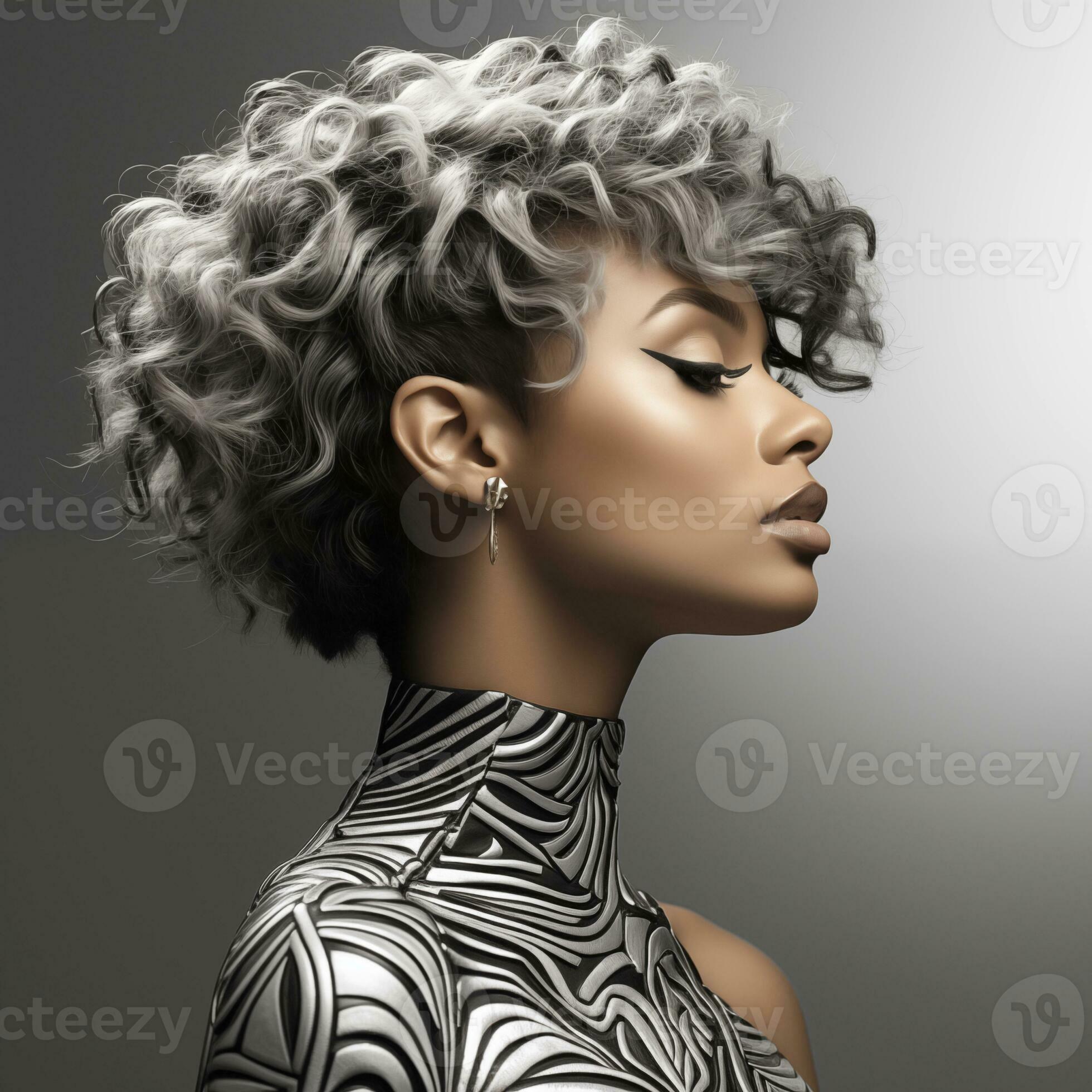 Illustration of a haircut fashion portrait, AI Generated 34223052 Stock
