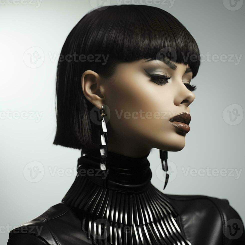 Illustration of a haircut fashion portrait, AI Generated photo