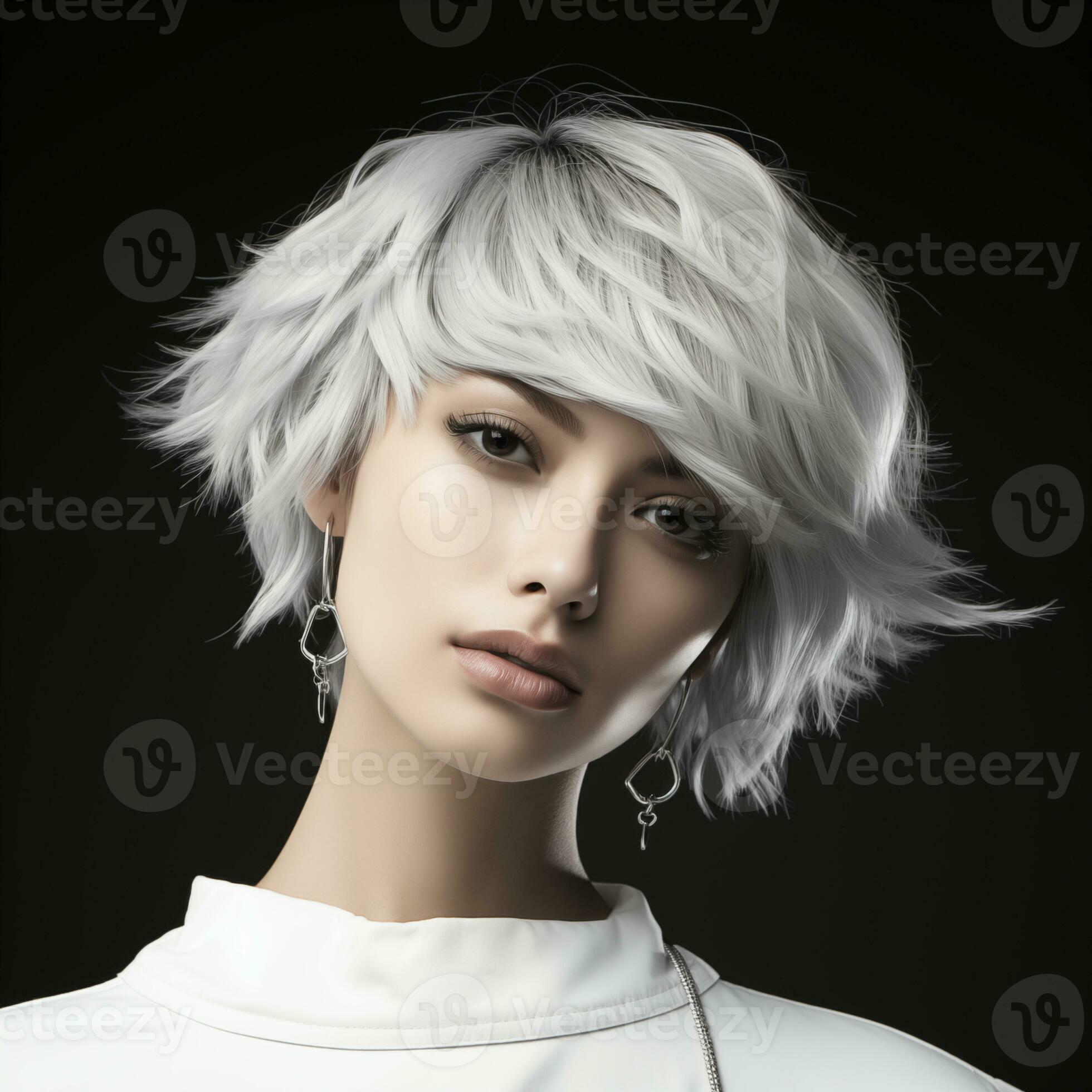 Illustration of a haircut fashion portrait, AI Generated 34223374 Stock