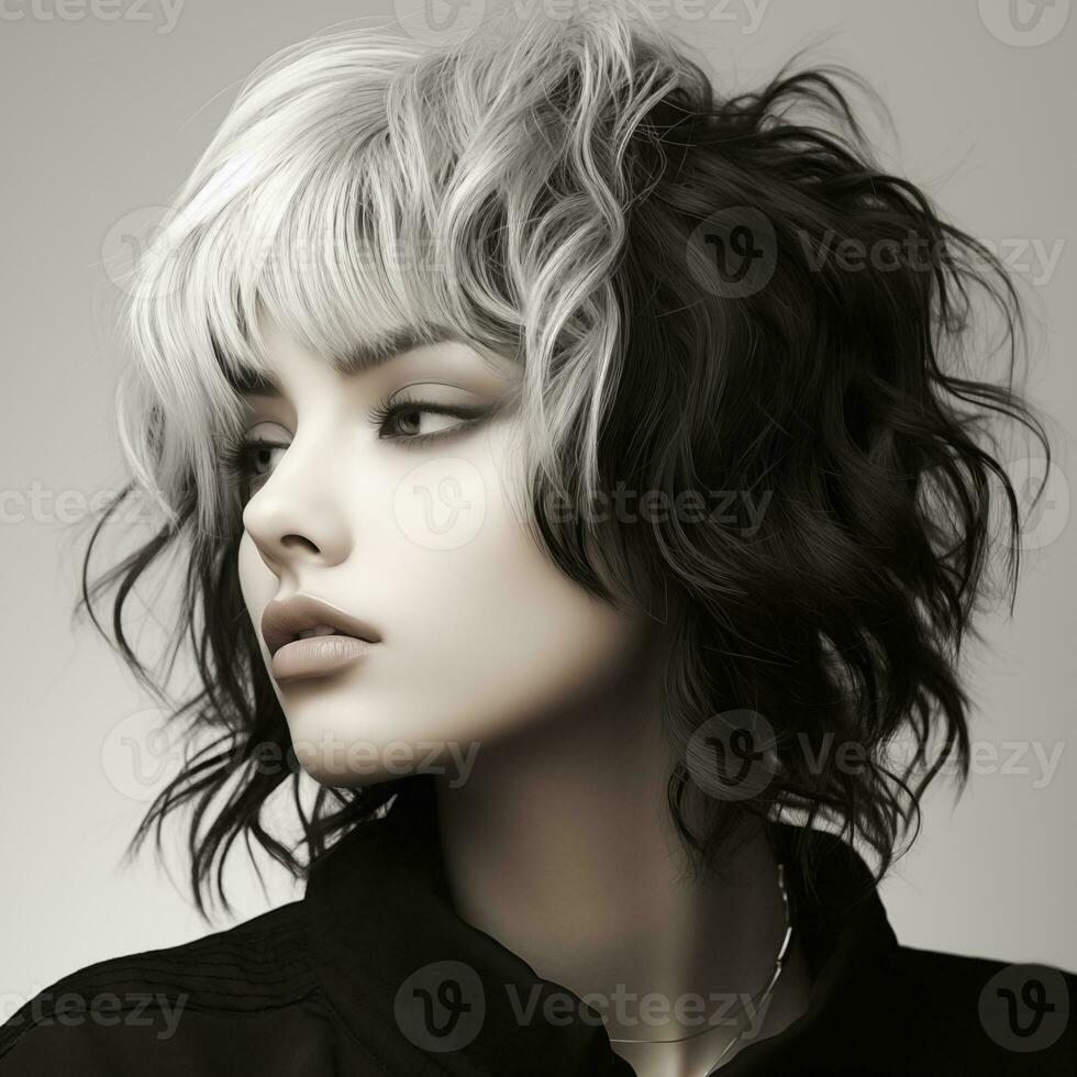 Illustration of a haircut fashion portrait, AI Generated photo