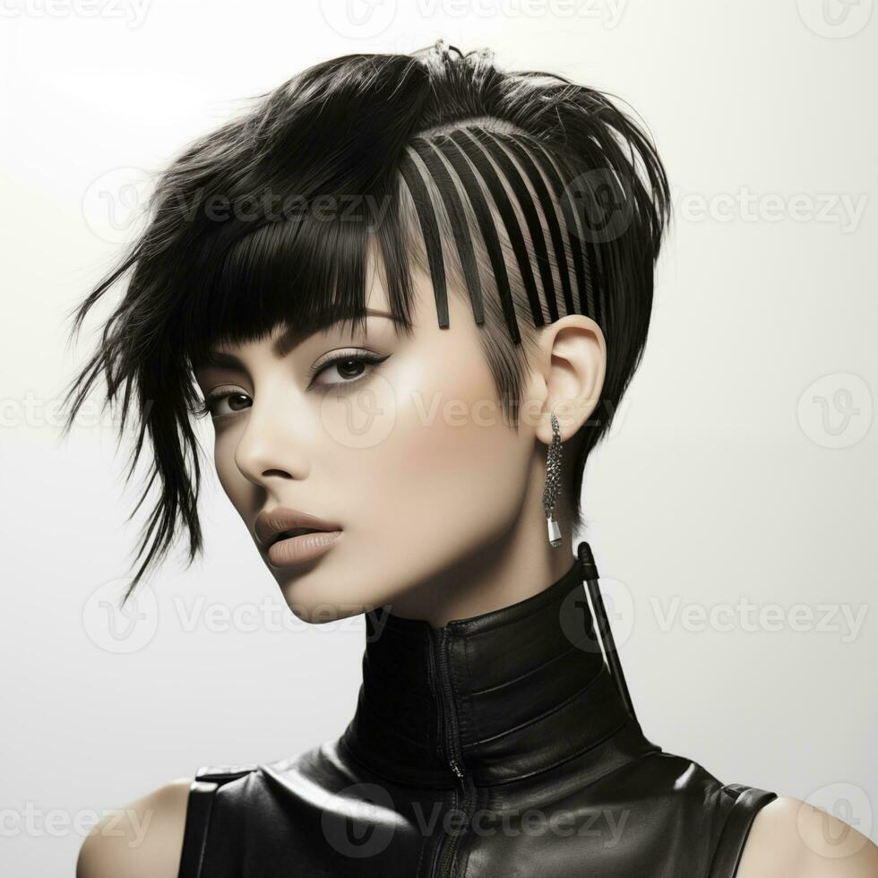 Illustration of a haircut fashion portrait, AI Generated photo