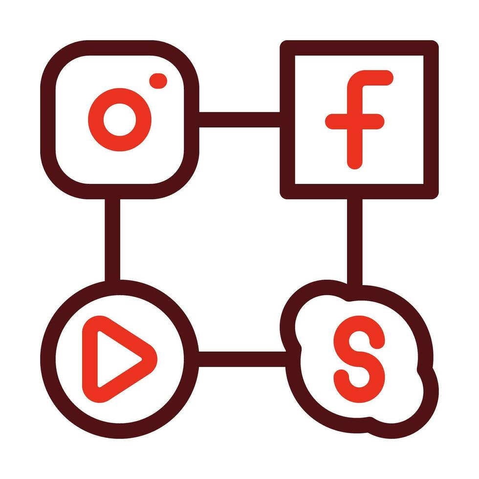 Social Networks Vector Thick Line Two Color Icons For Personal And Commercial Use.
