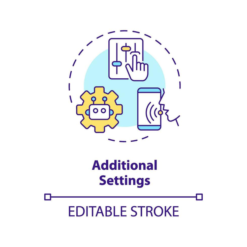 2D editable additional settings thin line icon concept, isolated vector, multicolor illustration representing voice assistant. vector