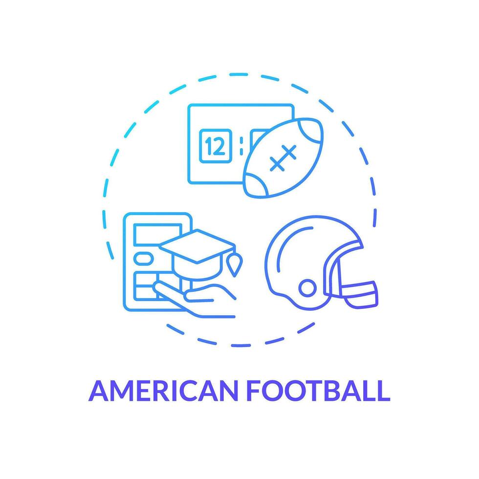 2D american football thin line gradient icon concept, isolated vector, illustration representing athletic scholarship. vector