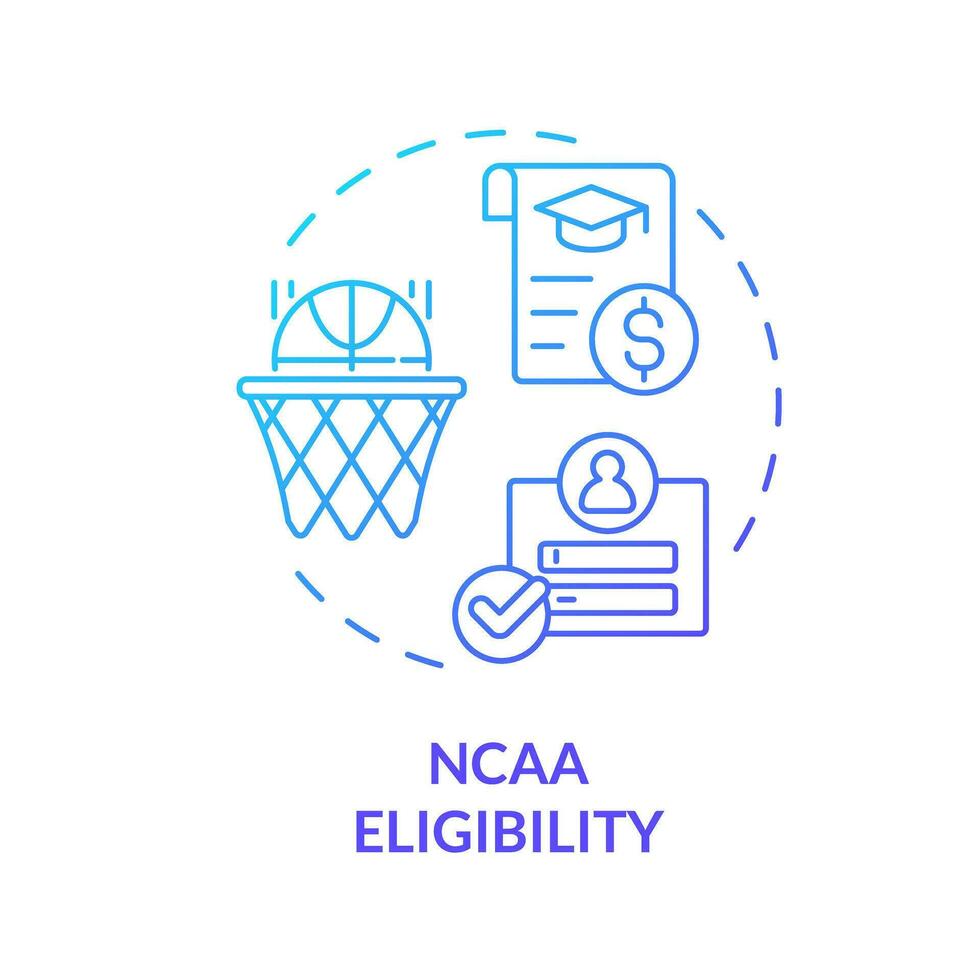 2D NCAA eligibility thin line gradient icon concept, isolated vector, illustration representing athletic scholarship. vector