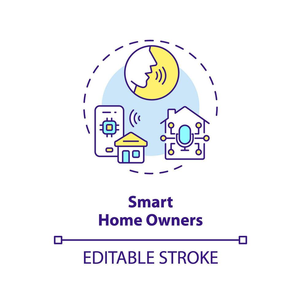 2D editable smart home owners thin line icon concept, isolated vector, multicolor illustration representing voice assistant. vector