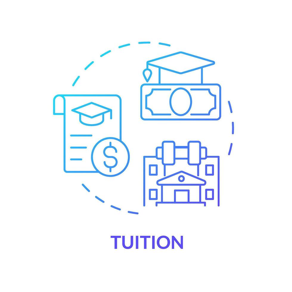 2D tuition thin line gradient icon concept, isolated vector, illustration representing athletic scholarship. vector