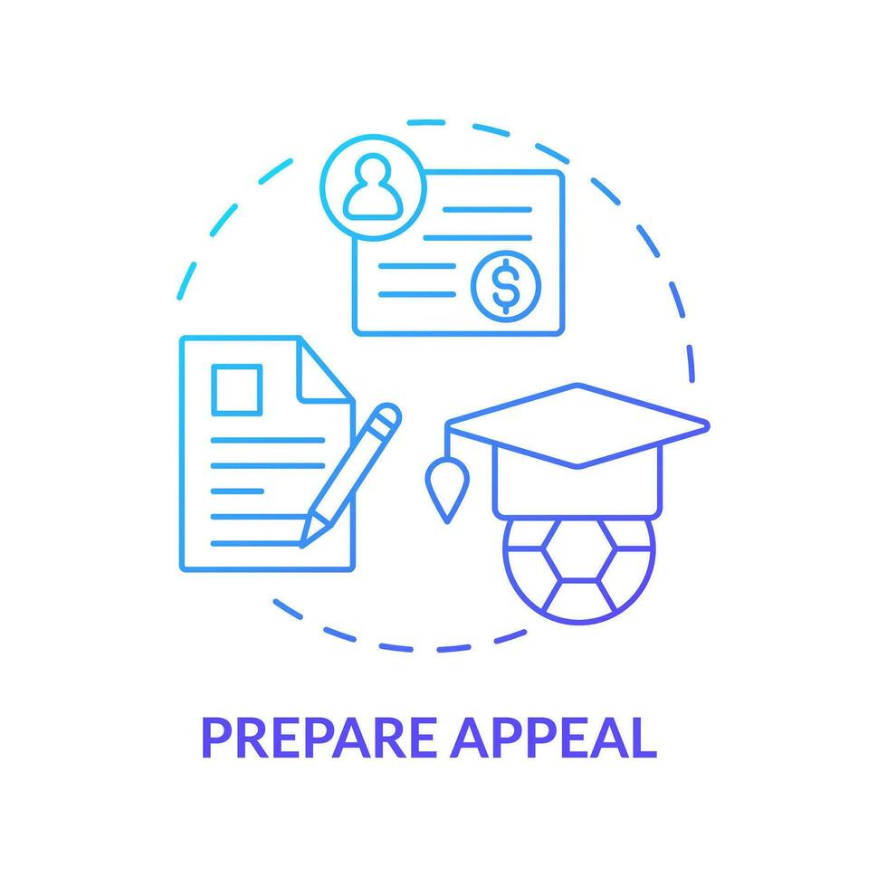 2D prepare appeal thin line gradient icon concept, isolated vector, illustration representing athletic scholarship. vector
