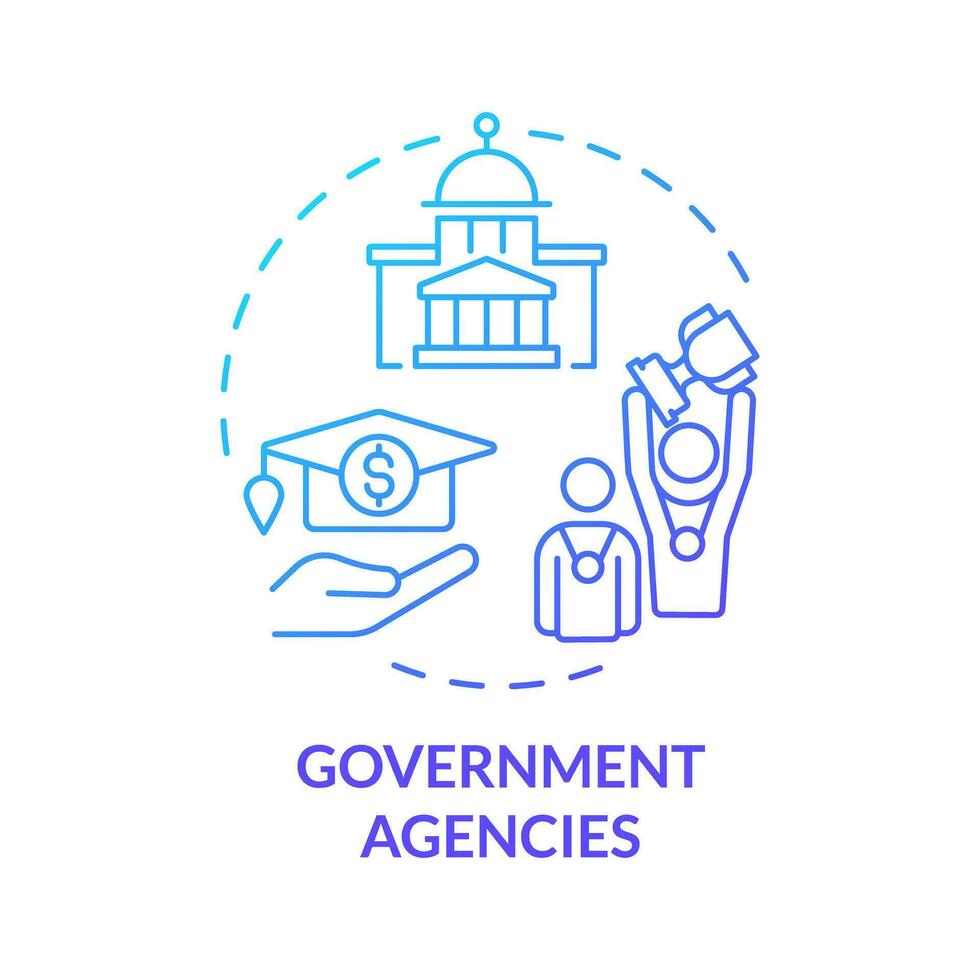 2D government agencies thin line gradient icon concept, isolated vector, illustration representing athletic scholarship. vector