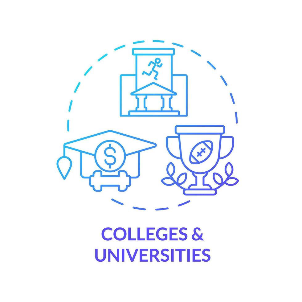 2D colleges and universities thin line gradient icon concept, isolated vector, illustration representing athletic scholarship. vector