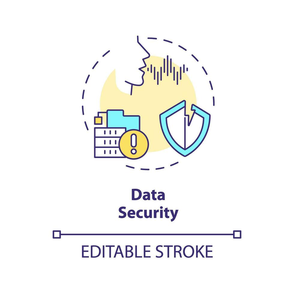 2D editable data security thin line icon concept, isolated vector, multicolor illustration representing voice assistant. vector