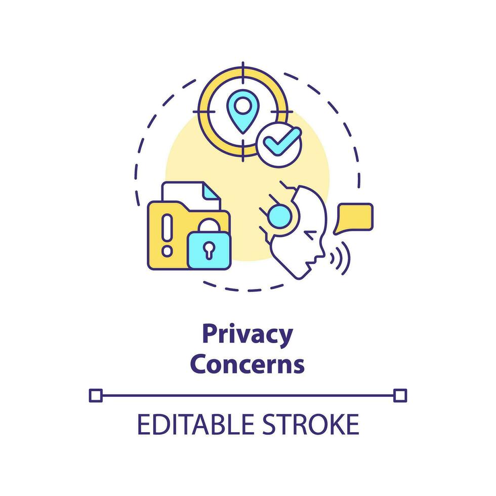 2D editable privacy concerns thin line icon concept, isolated vector, multicolor illustration representing voice assistant. vector