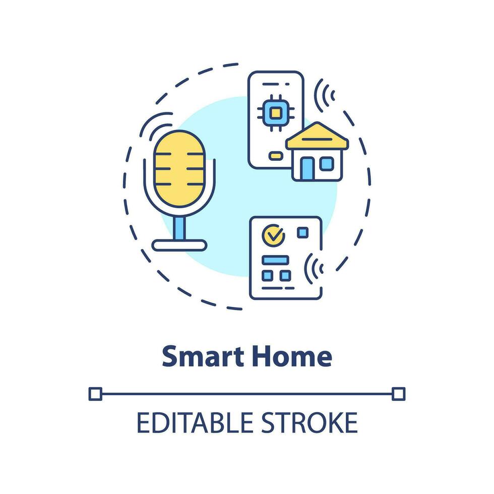 2D editable smart home thin line icon concept, isolated vector, multicolor illustration representing voice assistant. vector