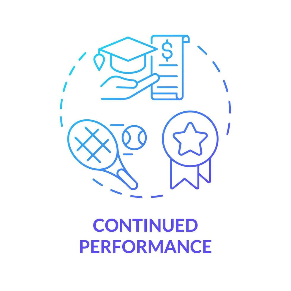 2D continued performance thin line gradient icon concept, isolated vector, illustration representing athletic scholarship. vector