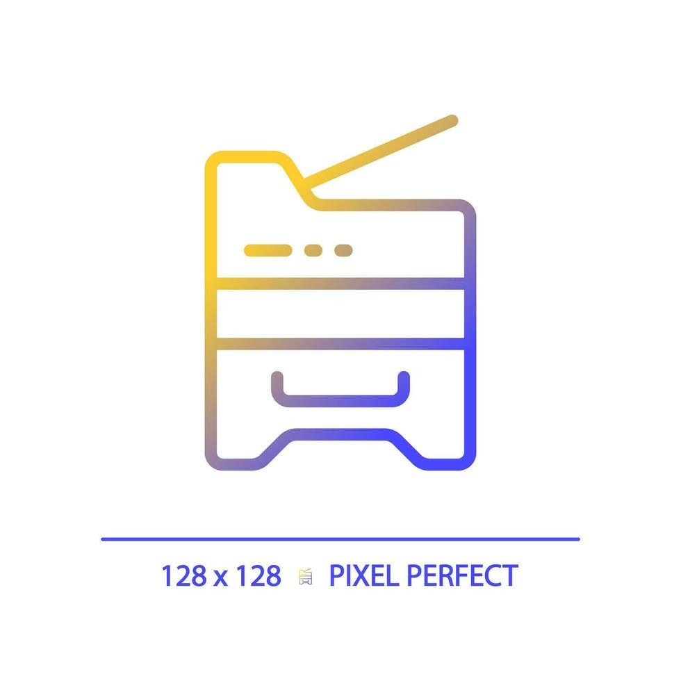2D pixel perfect gradient copier icon, isolated vector, thin line document illustration. vector