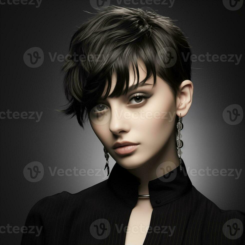 Illustration of a haircut fashion portrait, AI Generated photo