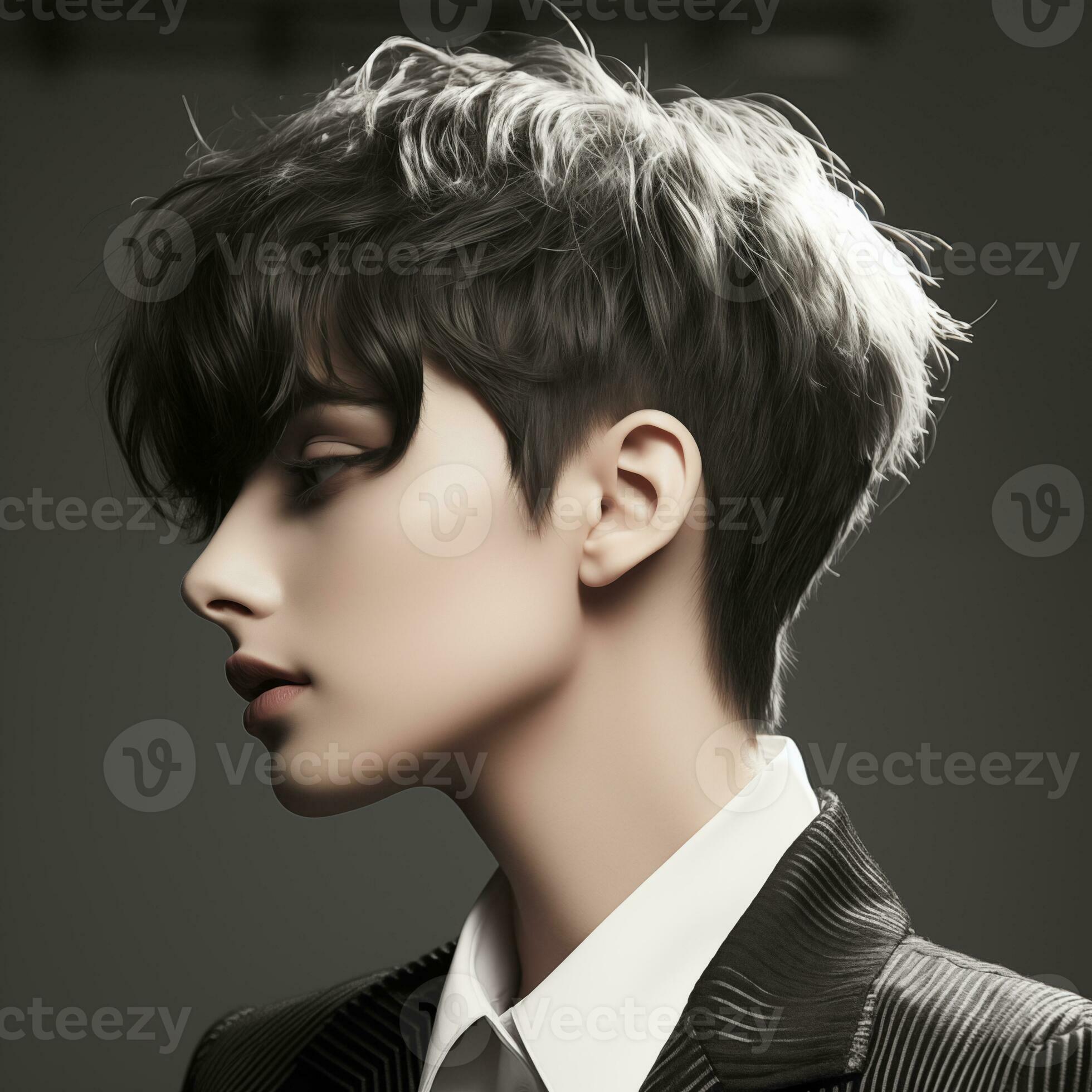 Illustration of a haircut fashion portrait, AI Generated 34224243 Stock