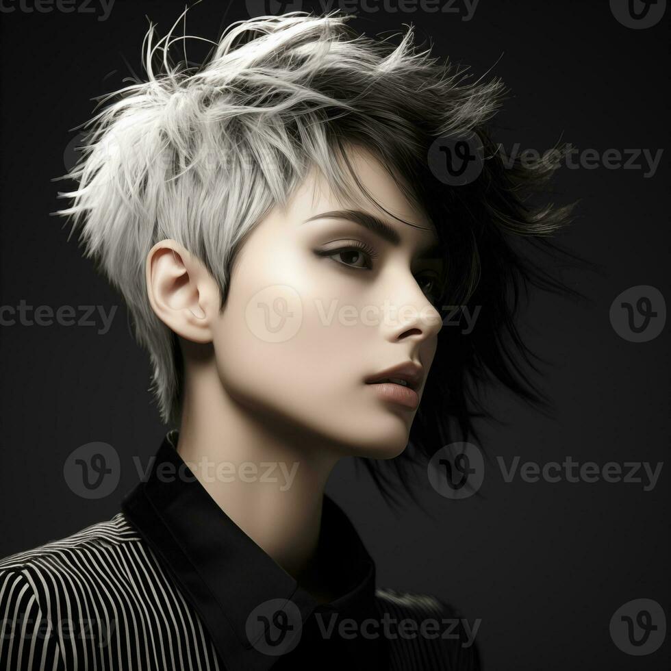 Illustration of a haircut fashion portrait, AI Generated photo