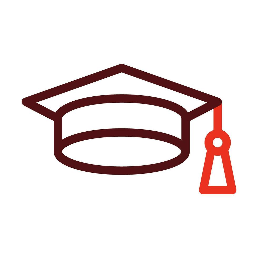 Graduation Hat Vector Thick Line Two Color Icons For Personal And Commercial Use.