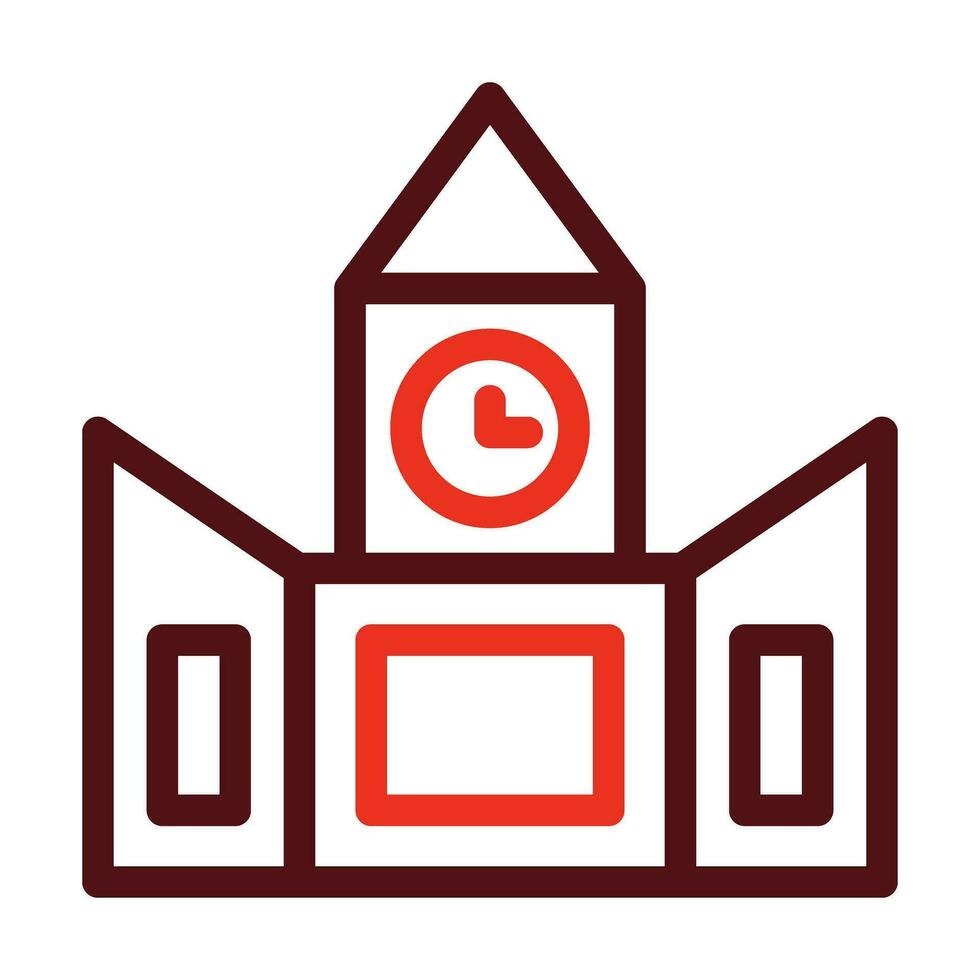 Clock Tower Vector Thick Line Two Color Icons For Personal And Commercial Use.