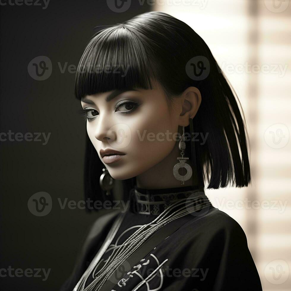 Illustration of a haircut fashion portrait, AI Generated photo