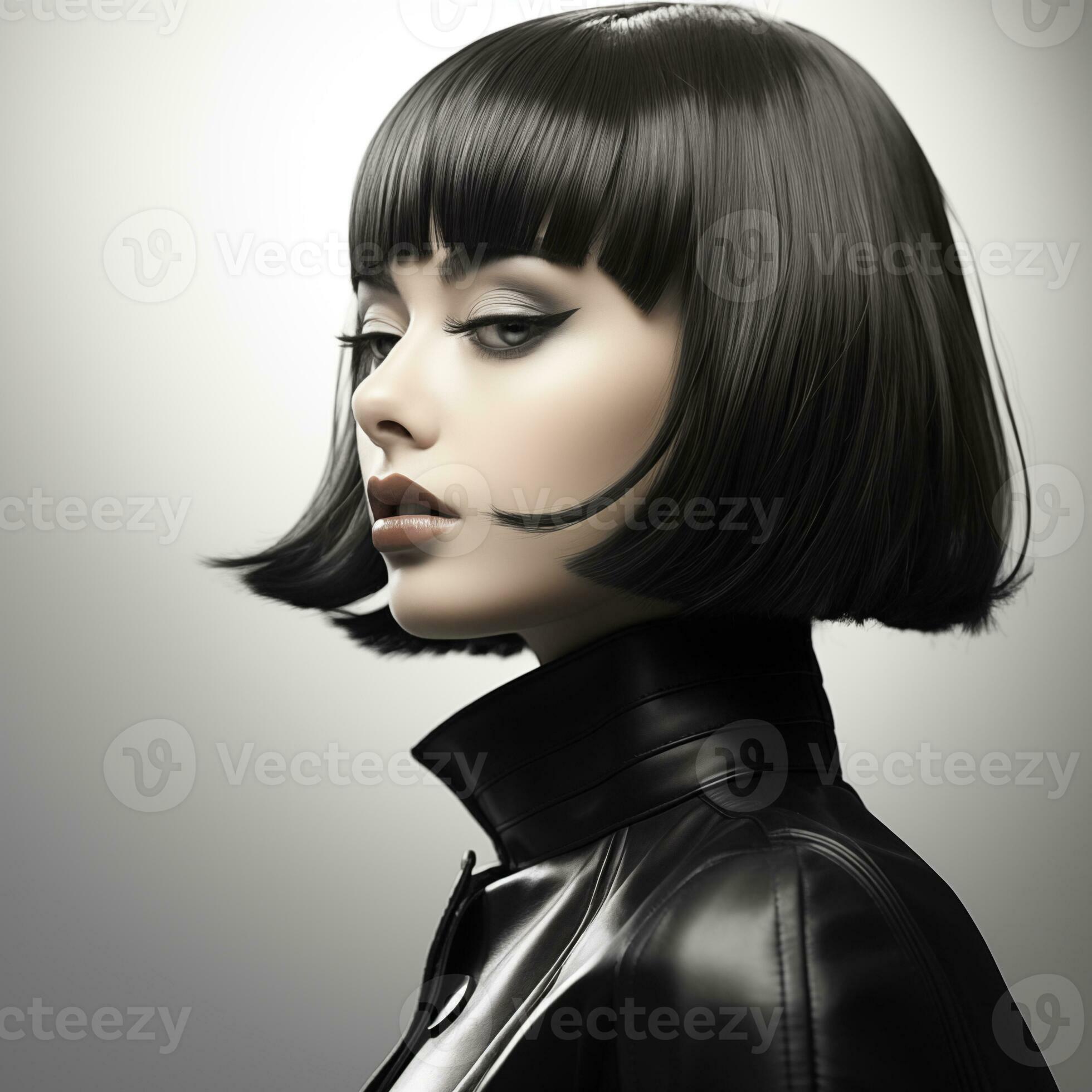 Illustration of a haircut fashion portrait, AI Generated 34224514 Stock