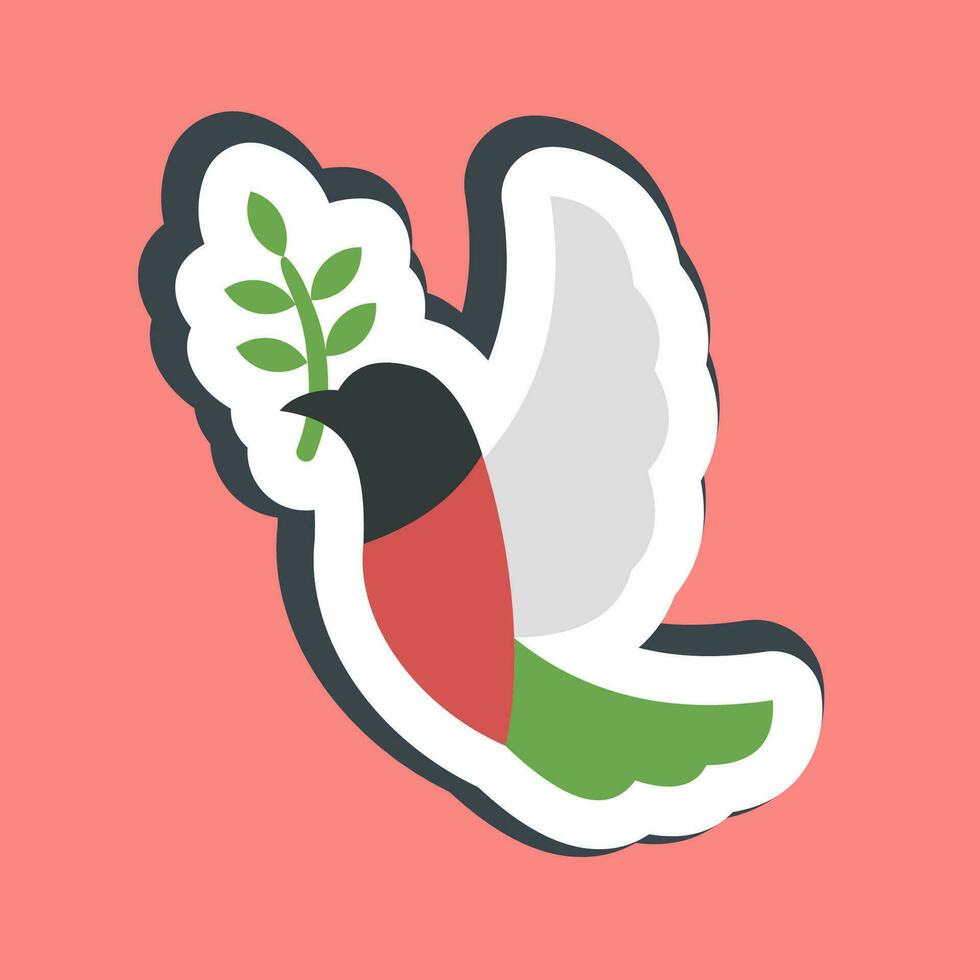 pegatina un paloma que lleva un aceituna rama. Palestina elementos. bueno para huellas dactilares, carteles, logo, infografía, etc. vector