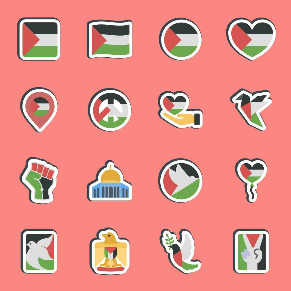 Sticker set of palestine. Palestine elements. Good for prints, posters, logo, infographics, etc. vector